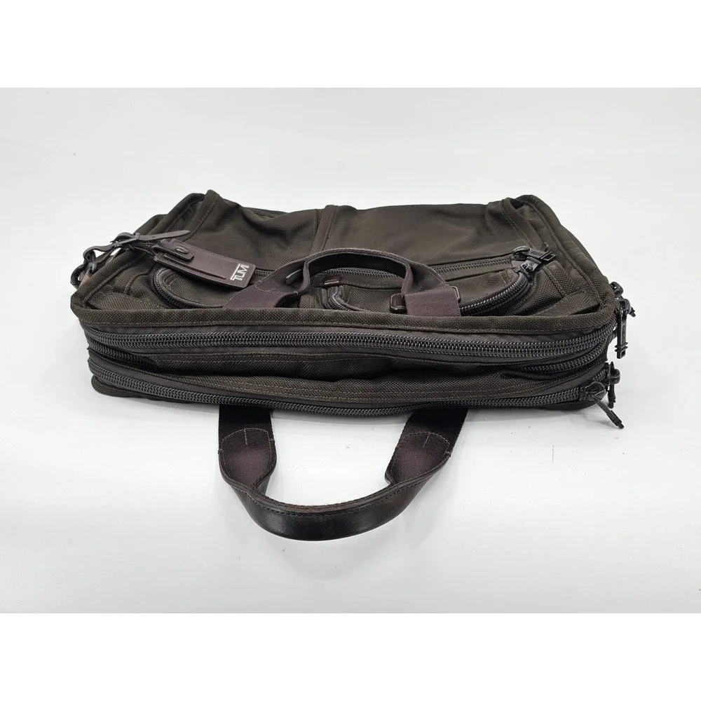 TUMI‎ Dark Brown Nylon Expandable Briefcase Messenger w Laptop Insert